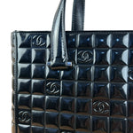 Chanel Black Patent Chocolate Bar Tote Bag 2002