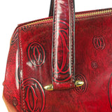 Cartier Red Patent Leather Logo Embossed Handbag