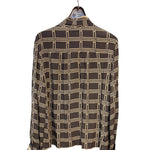 Christian Dior Dark Brown Intersecting Grid Line Pattern Blouse