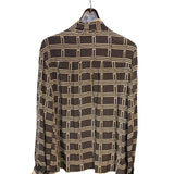Christian Dior Dark Brown Intersecting Grid Line Pattern Blouse