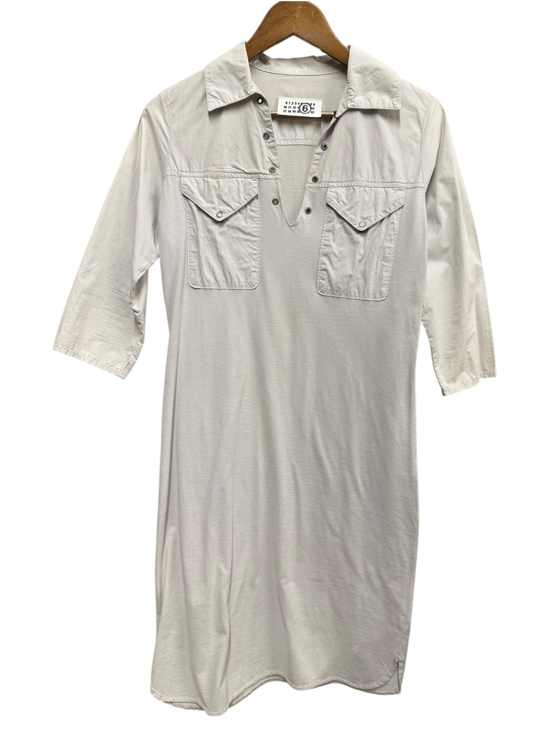Maison Margiela MM6 ‘2 Fabrics’ Grey Long Sleeve Shirt Dress