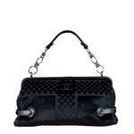 Chanel Black Velvet Leather Trim Kiss-Lock Two-Way Bag 2006