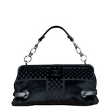 Chanel Black Velvet Leather Trim Kiss-Lock Two-Way Bag 2006
