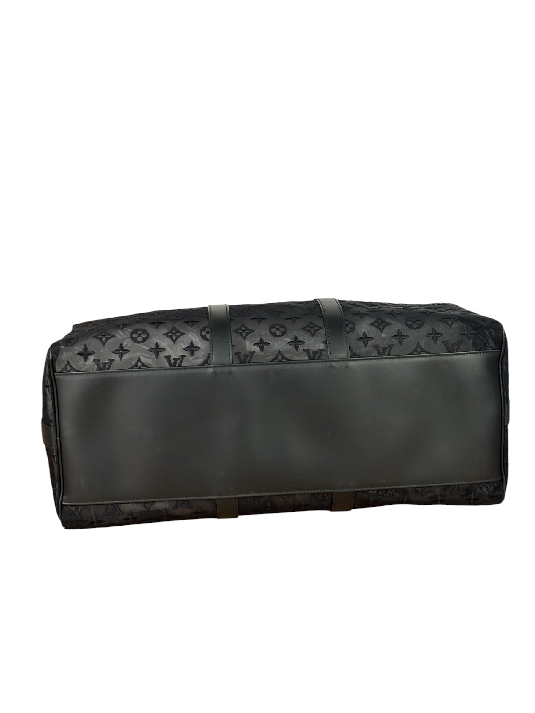 Louis Vuitton x Virgil Abloh Black Leather Trim Monogram Keepall 50