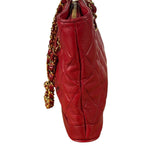 Chanel Vintage Red Quilted Lambskin Shoulder Bag 1989