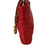 Chanel Vintage Red Quilted Lambskin Shoulder Bag 1989