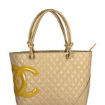 Chanel Beige Quilted Lambskin Linge Cambon Tote2005