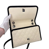 Chanel White Caviar Quilted Top Handle Flap Bag 2018