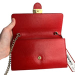 Gucci Red Leather GG Wallet on Chain Bag