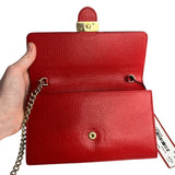 Gucci Red Leather GG Wallet on Chain Bag