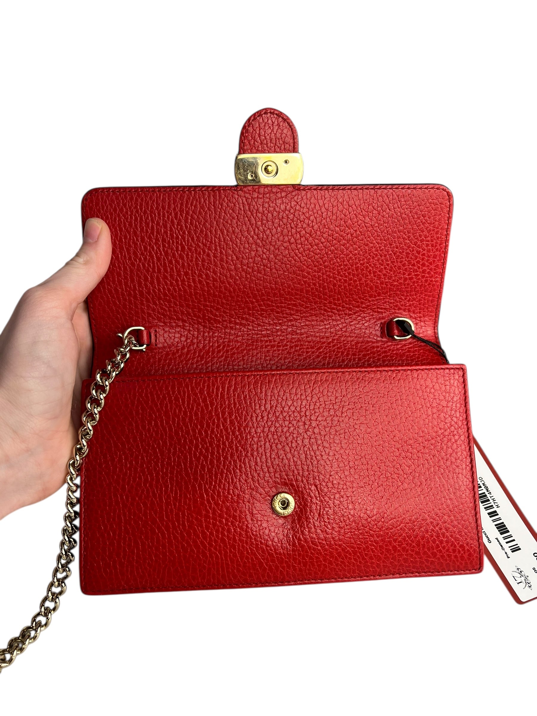 Gucci Red Leather GG Wallet on Chain Bag