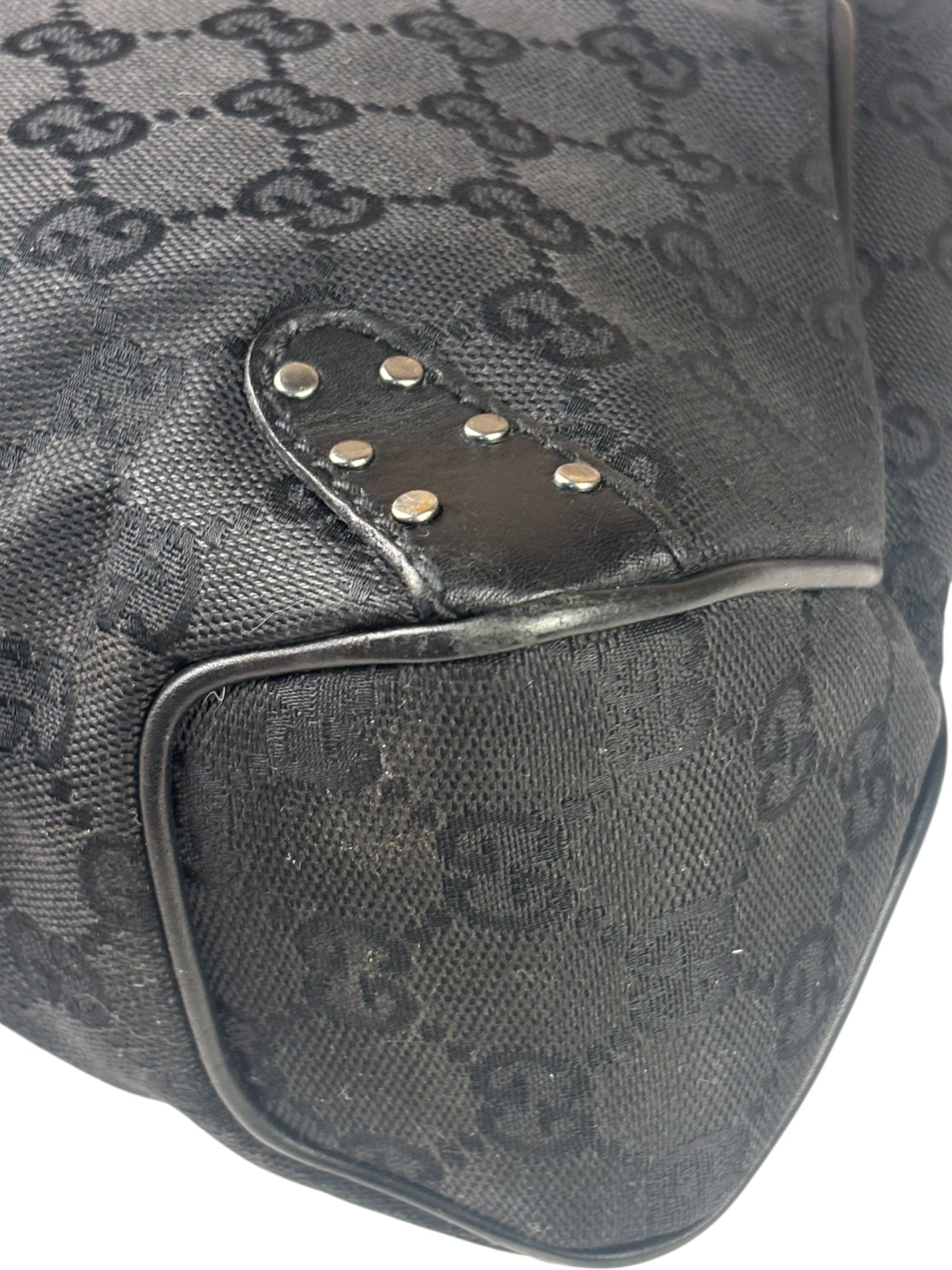 Gucci Vintage Black Horsebit Studded Chain Shoulder Bag