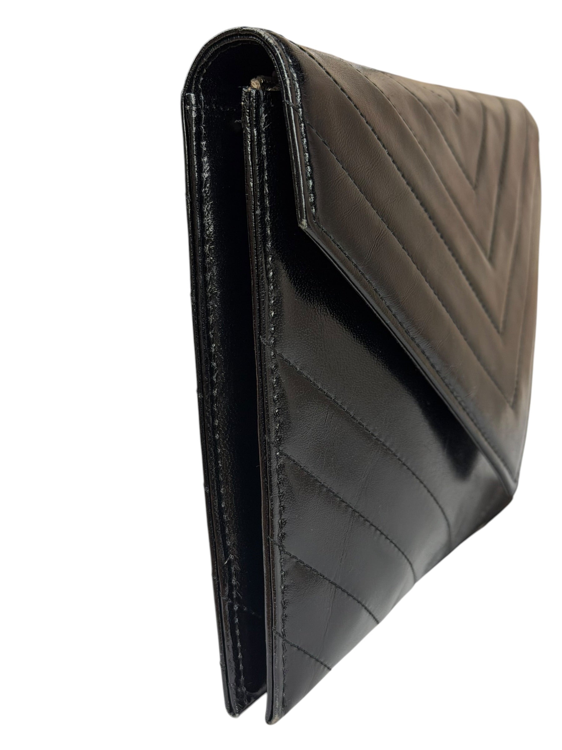 Yves Saint Laurent Black Quilted Leather Clutch