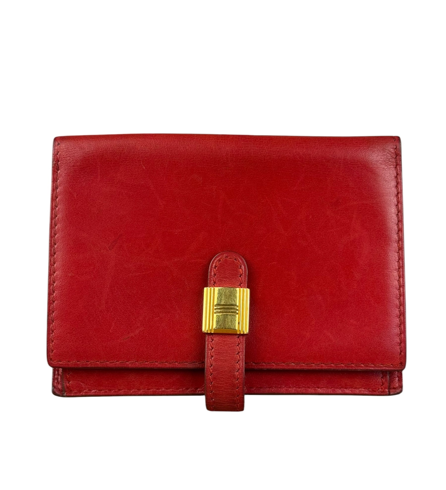 Hermes Red Leather Saumur Diane Boxcalf Cardholder