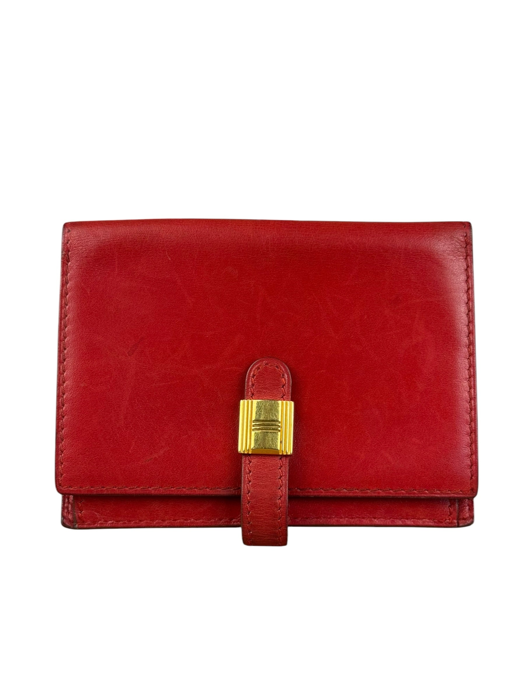 Hermes Red Leather Saumur Diane Boxcalf Cardholder