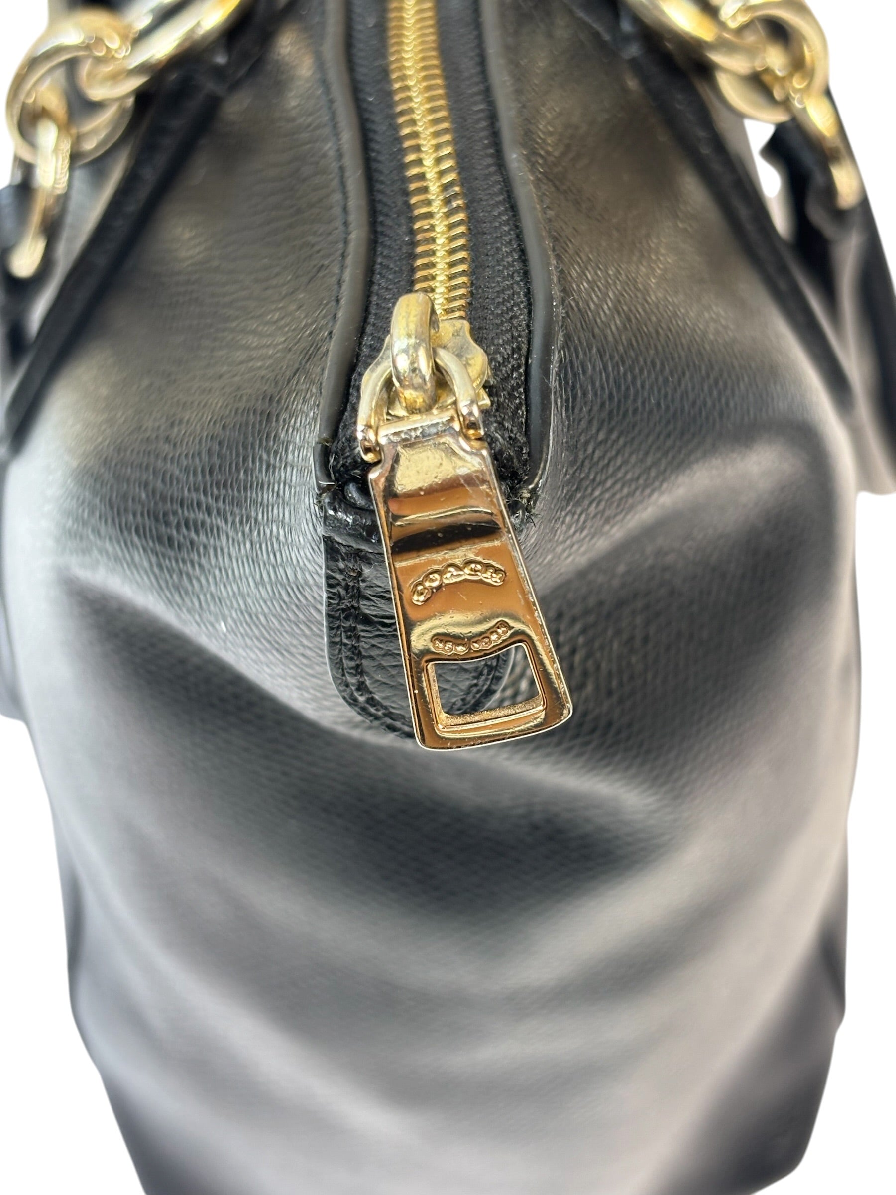 Coach Black Pebbled Leather Ava Zip Tote