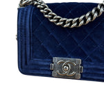 Chanel Blue Velvet Quilted Mini Boy Bag 2012