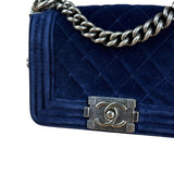 Chanel Blue Velvet Quilted Mini Boy Bag 2012