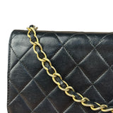 Chanel Black Diamond Stitch Lambskin Square Flap 1988