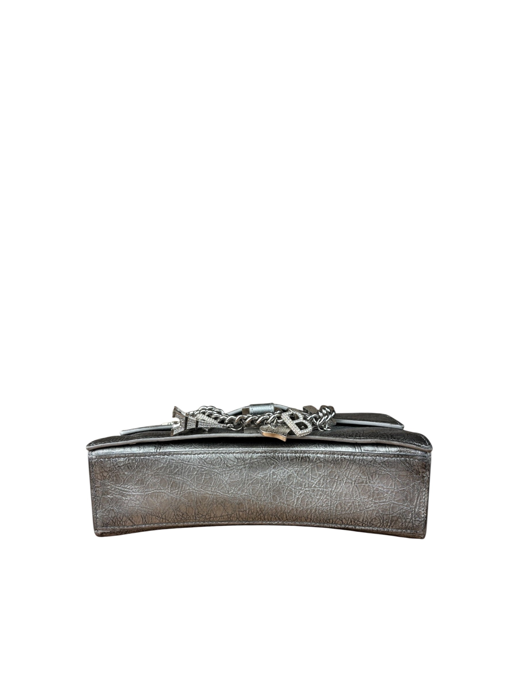 Balenciaga Silver Crush Small Souvenirs & Rhinestone Shoulder Bag