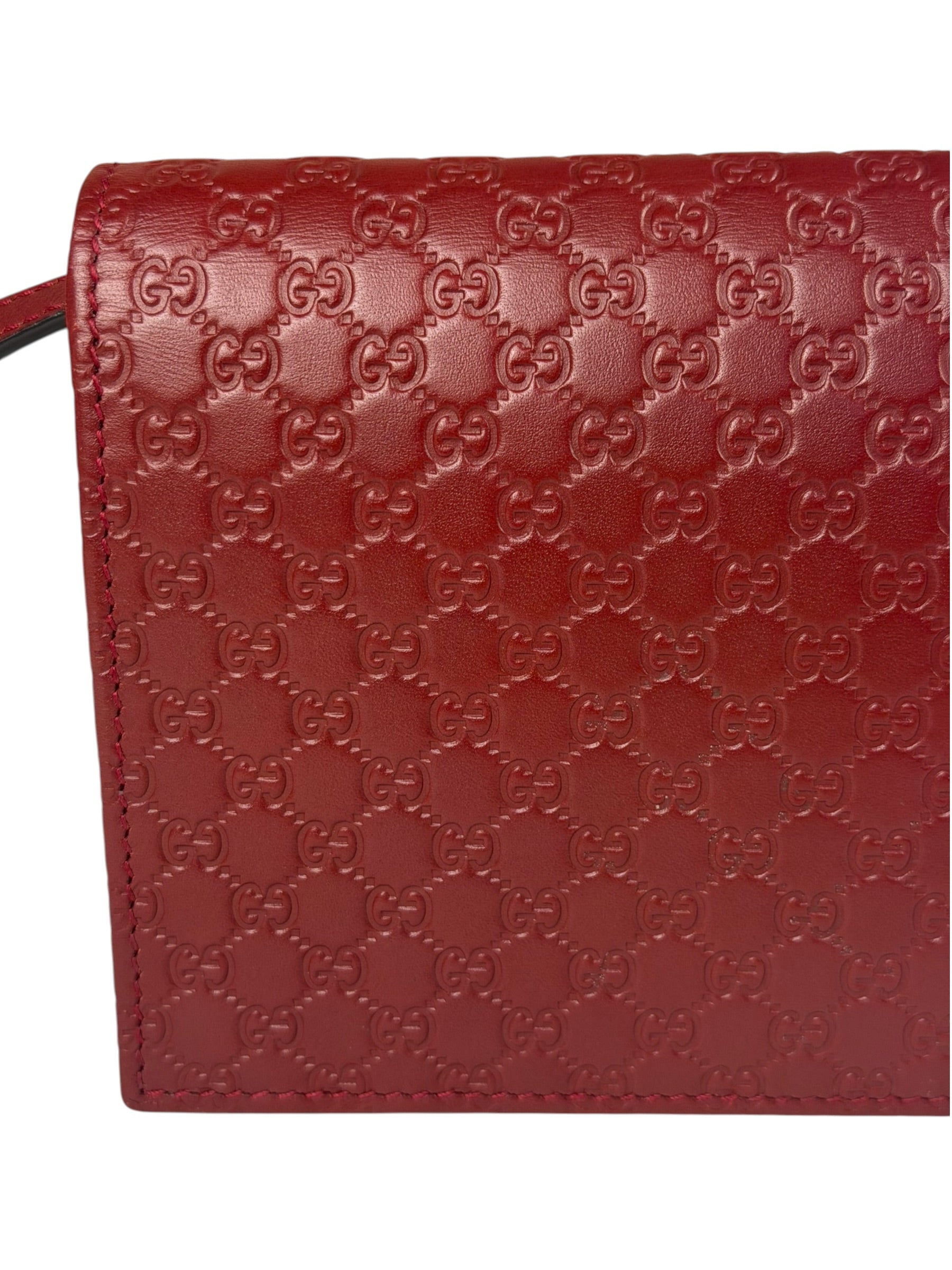 Gucci Red Micro GG Leather Crossbody Wallet