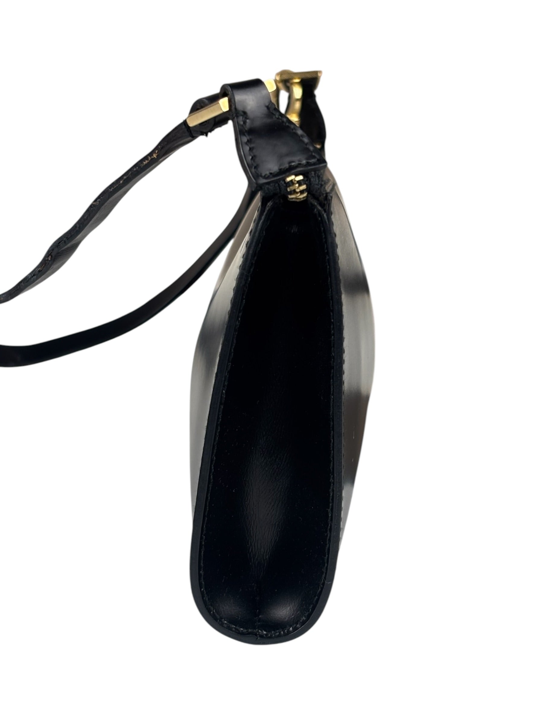 Salvatore Ferragamo Vintage Black Gancini Leather Baguette