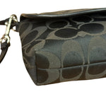 Coach Vintage Black Leather Trim C Canvas Flap Snap Clutch Wristlet
