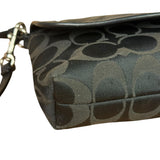 Coach Vintage Black Leather Trim C Canvas Flap Snap Clutch Wristlet