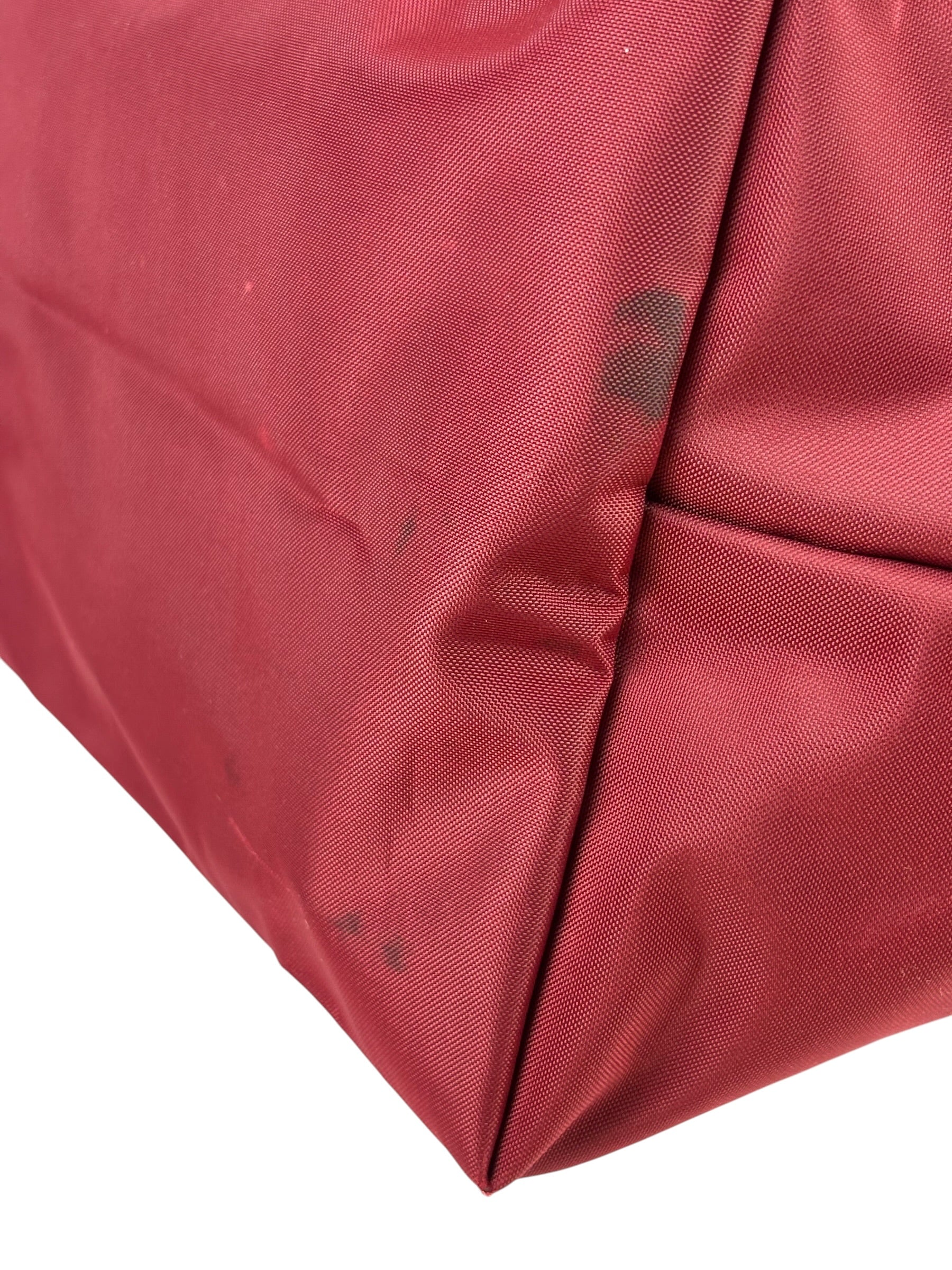 Longchamp Red Leather Trim Le Pliage Paris Eiffel Tower Tote Bag