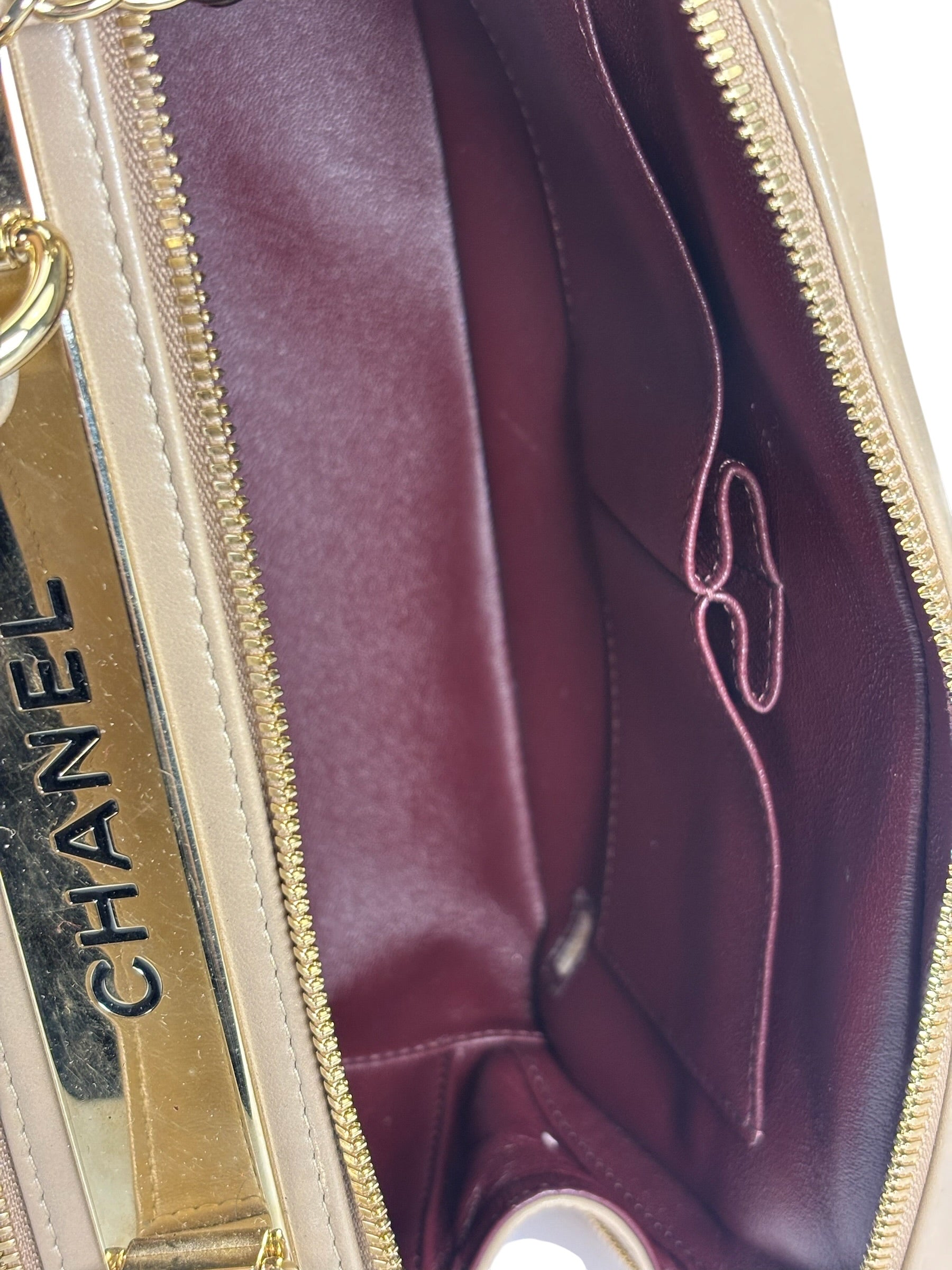 Chanel Beige Quilted Lambskin CC Trendy Bowling Bag 2017