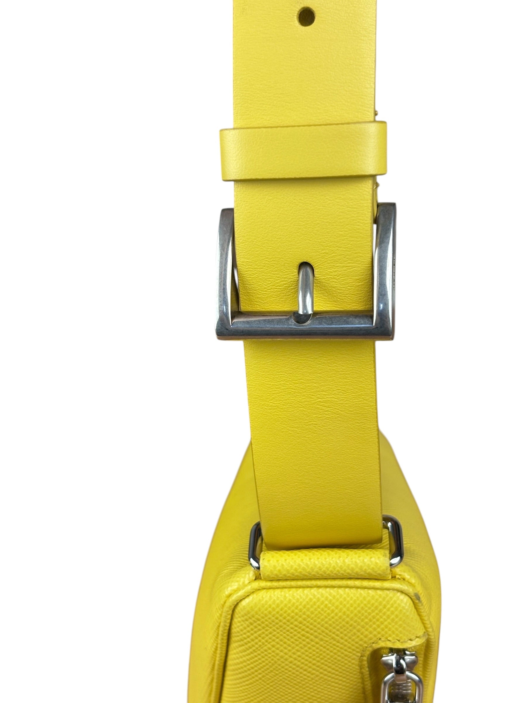 Prada Yellow Saffiano Leather Triangle Shoulder Bag