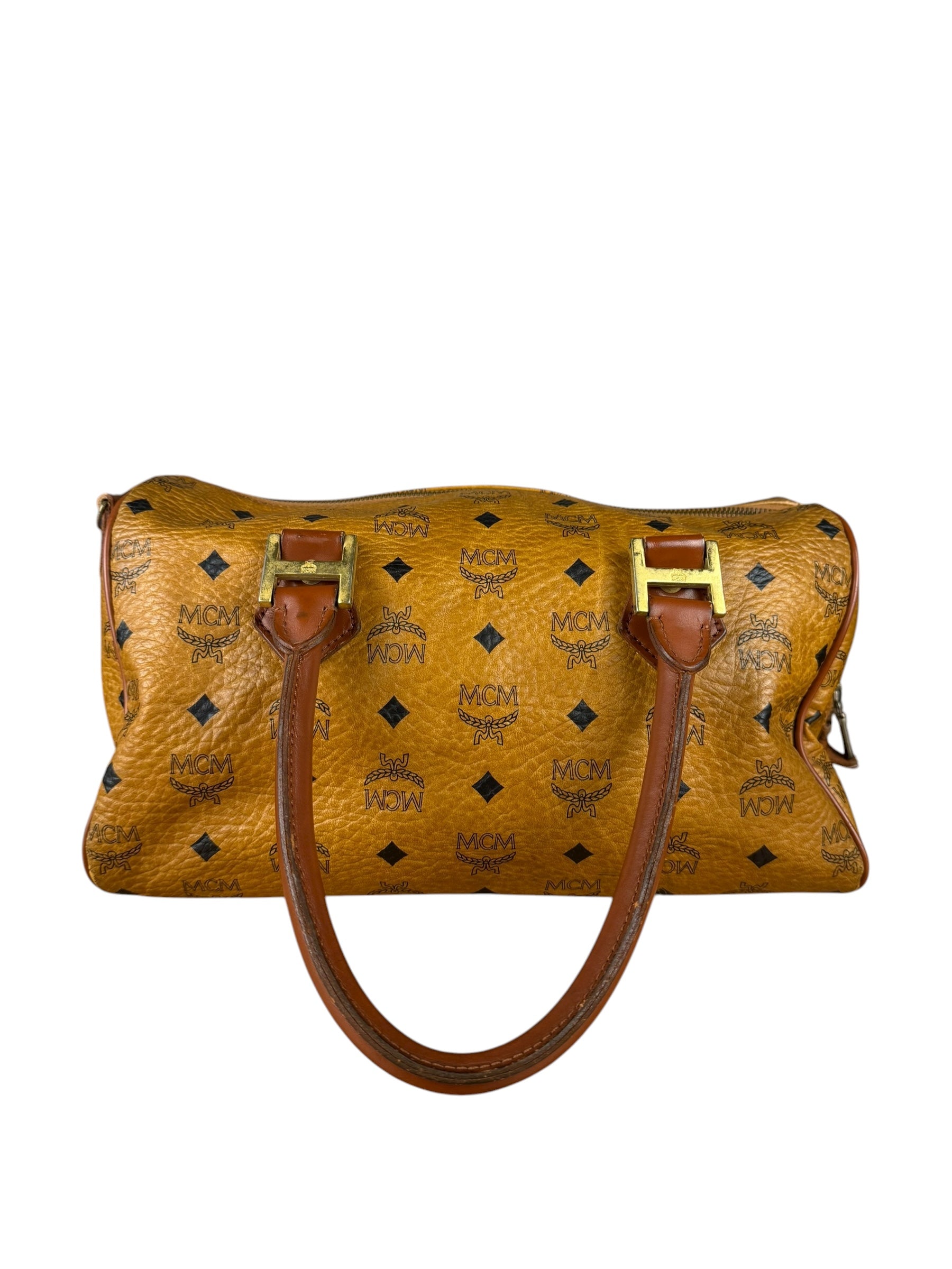 MCM Vintage Leather Logo Boston Handbag