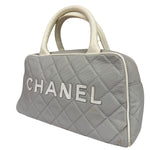 Chanel Grey Quilted Leather Trim Bowling Bag 2000