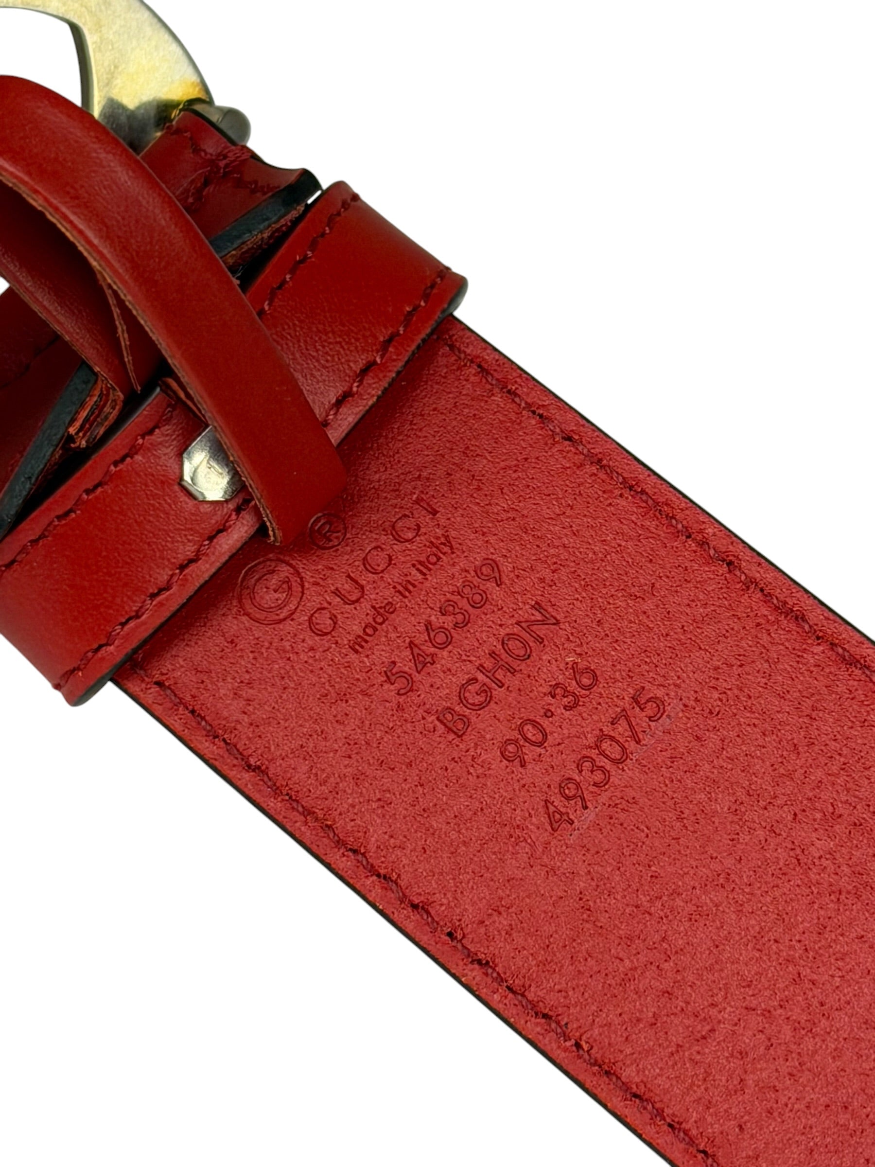 Gucci Red Leather Interlocking GG Belt