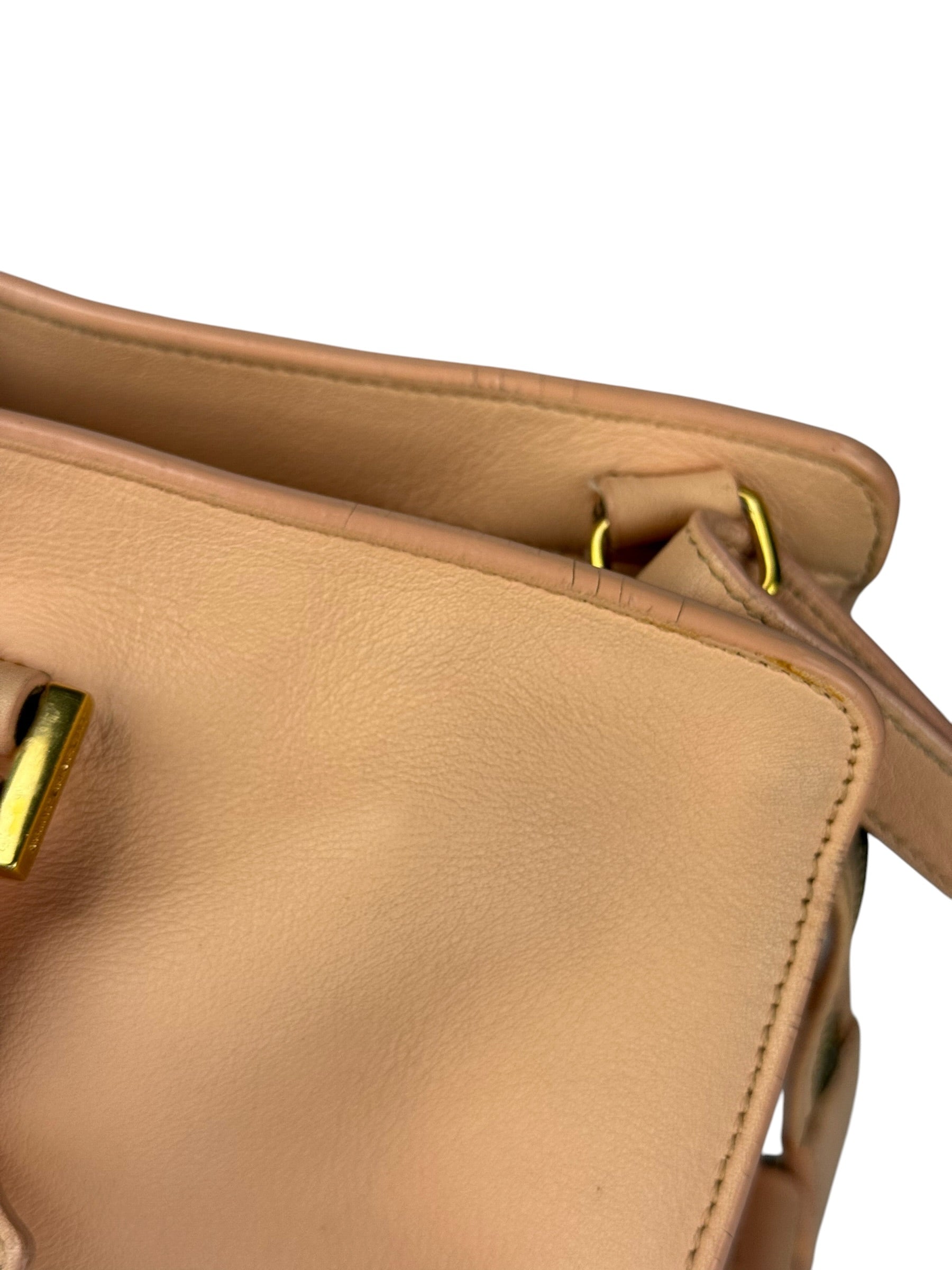 YSL Vintage Classic Y Cabas Peach Leather 2Way Handbag