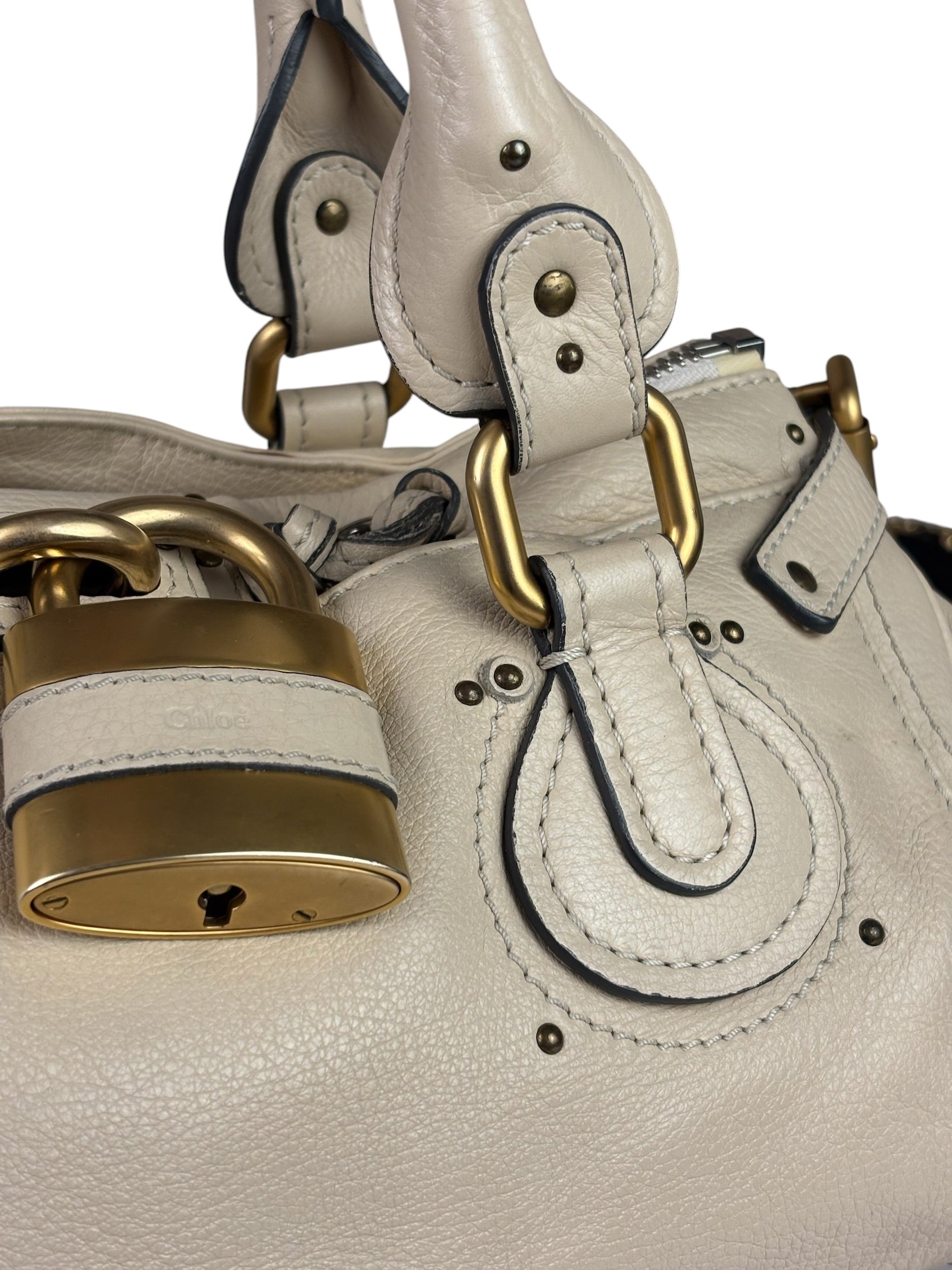 Chloe Beige Leather Paddington Shoulder Bag