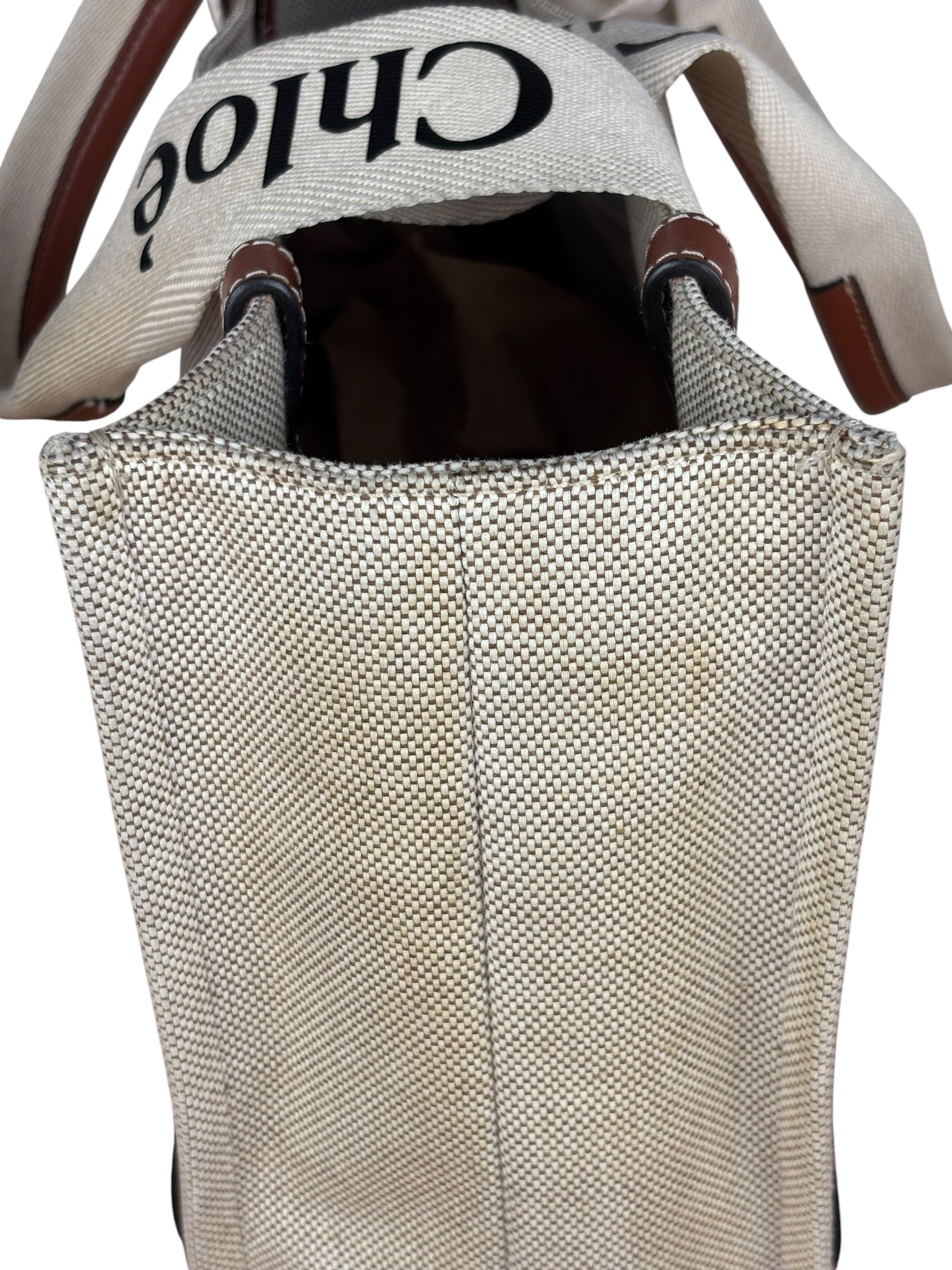Chloe Leather Trim Woody Medium Tote Bag