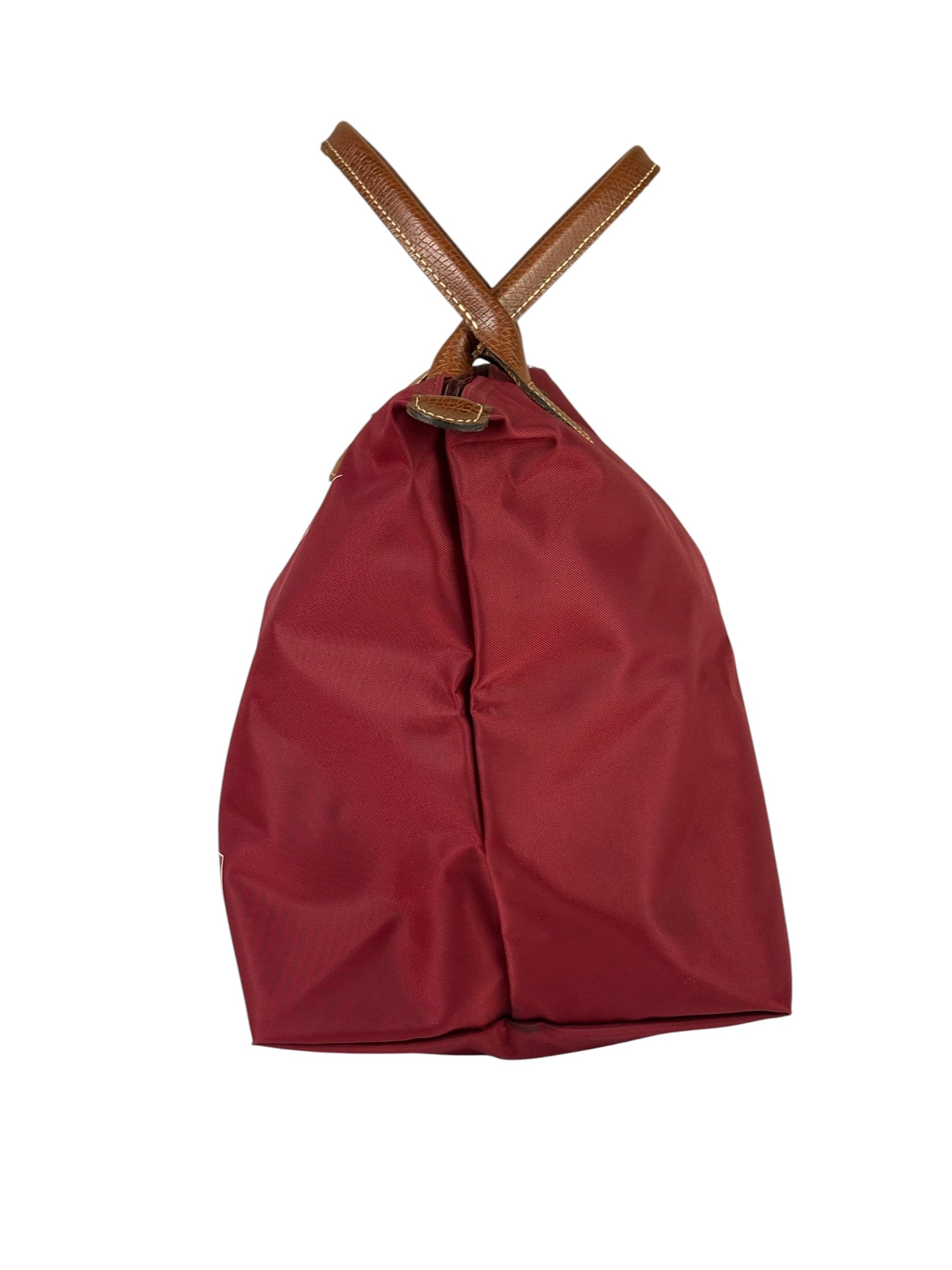 Longchamp Red Leather Trim Le Pliage Paris Eiffel Tower Tote Bag