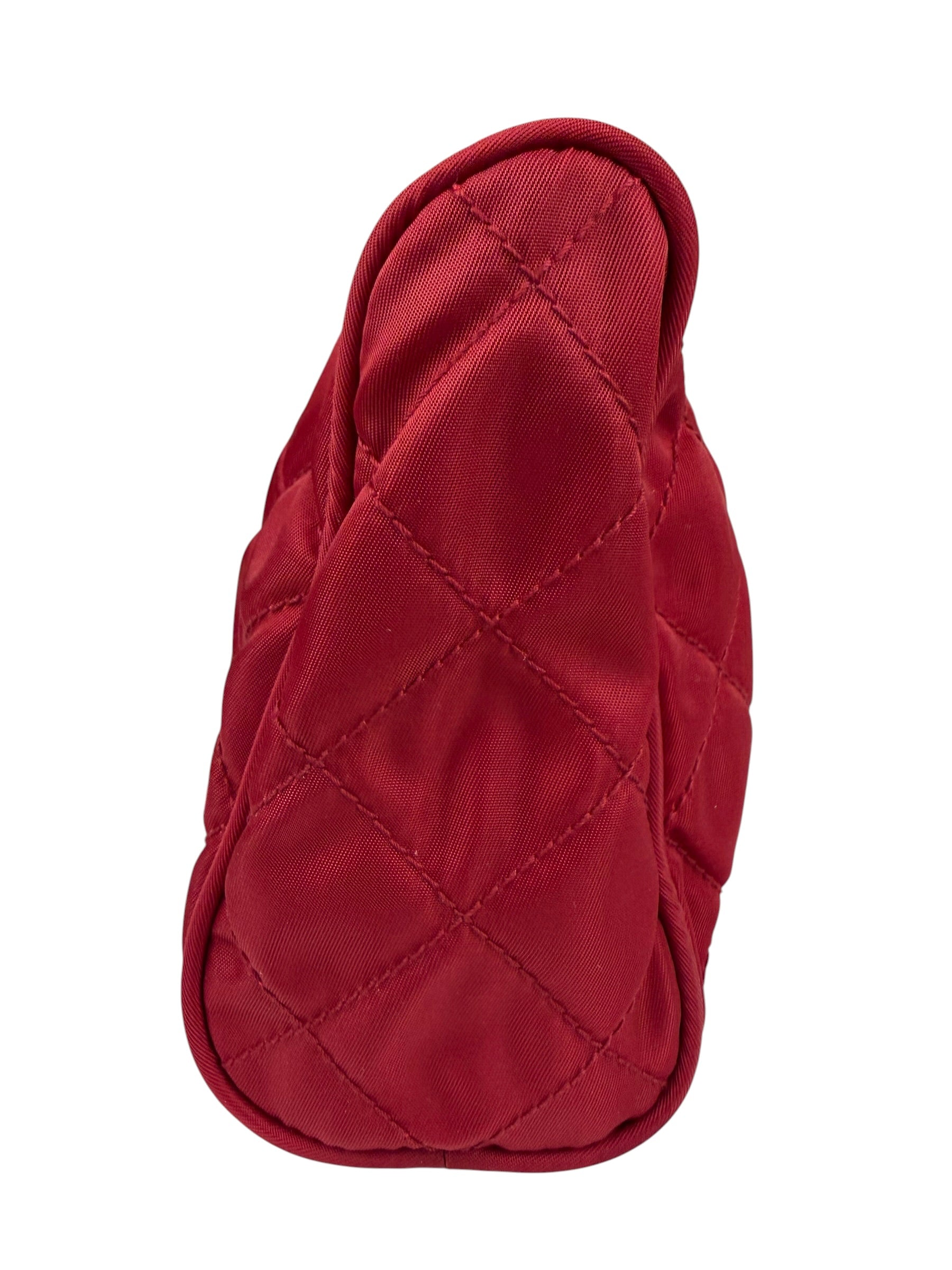 Prada Vintage Red Quilted Nylon Pouch MV599