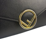 Fendi Black Leather F Envelope Wallet On Replacement Chain