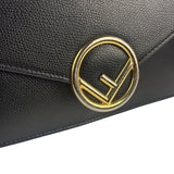 Fendi Black Leather F Envelope Wallet On Replacement Chain