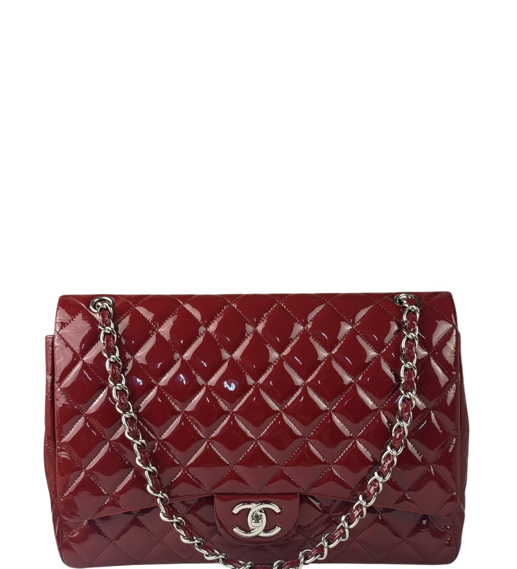 Chanel Red Patent Leather Jumbo Double Flap Bag 2011