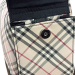 Burberry Black/Beige Saffiano Leather Trim Nova Check Hobo Bag