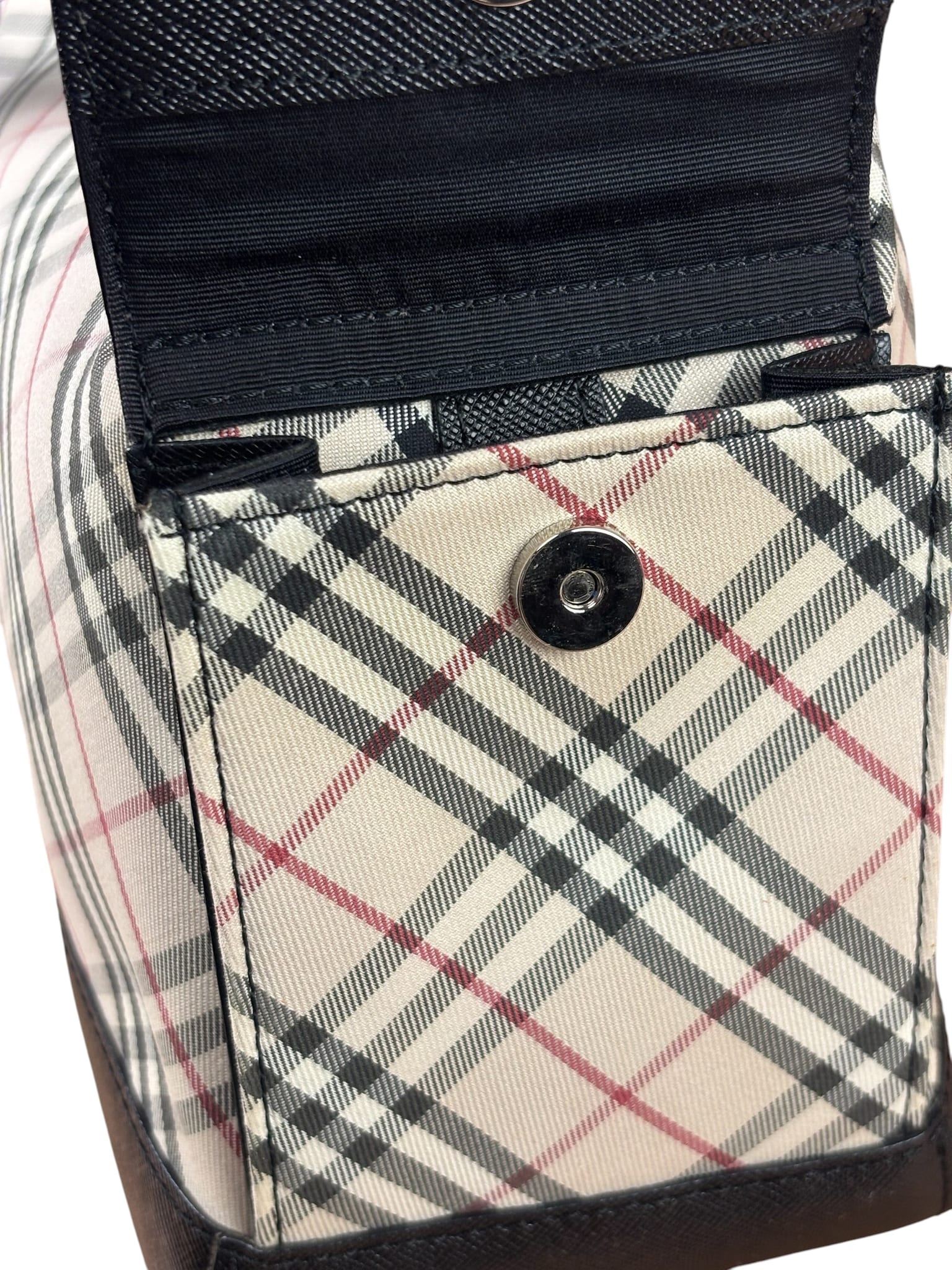 Burberry Black/Beige Saffiano Leather Trim Nova Check Hobo Bag