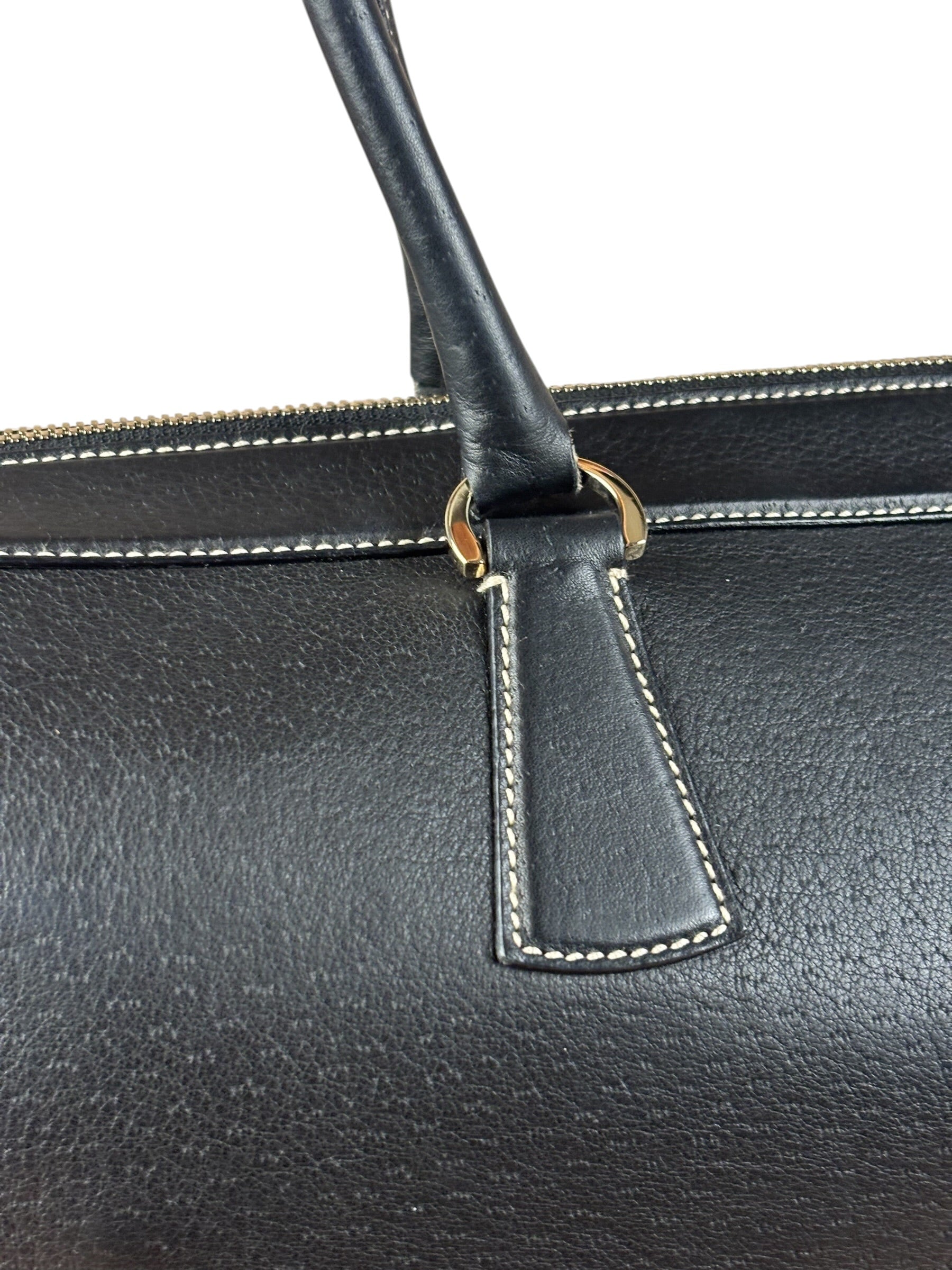 Salvatore Ferragamo Vintage Black Pebbled Leather Tote Bag