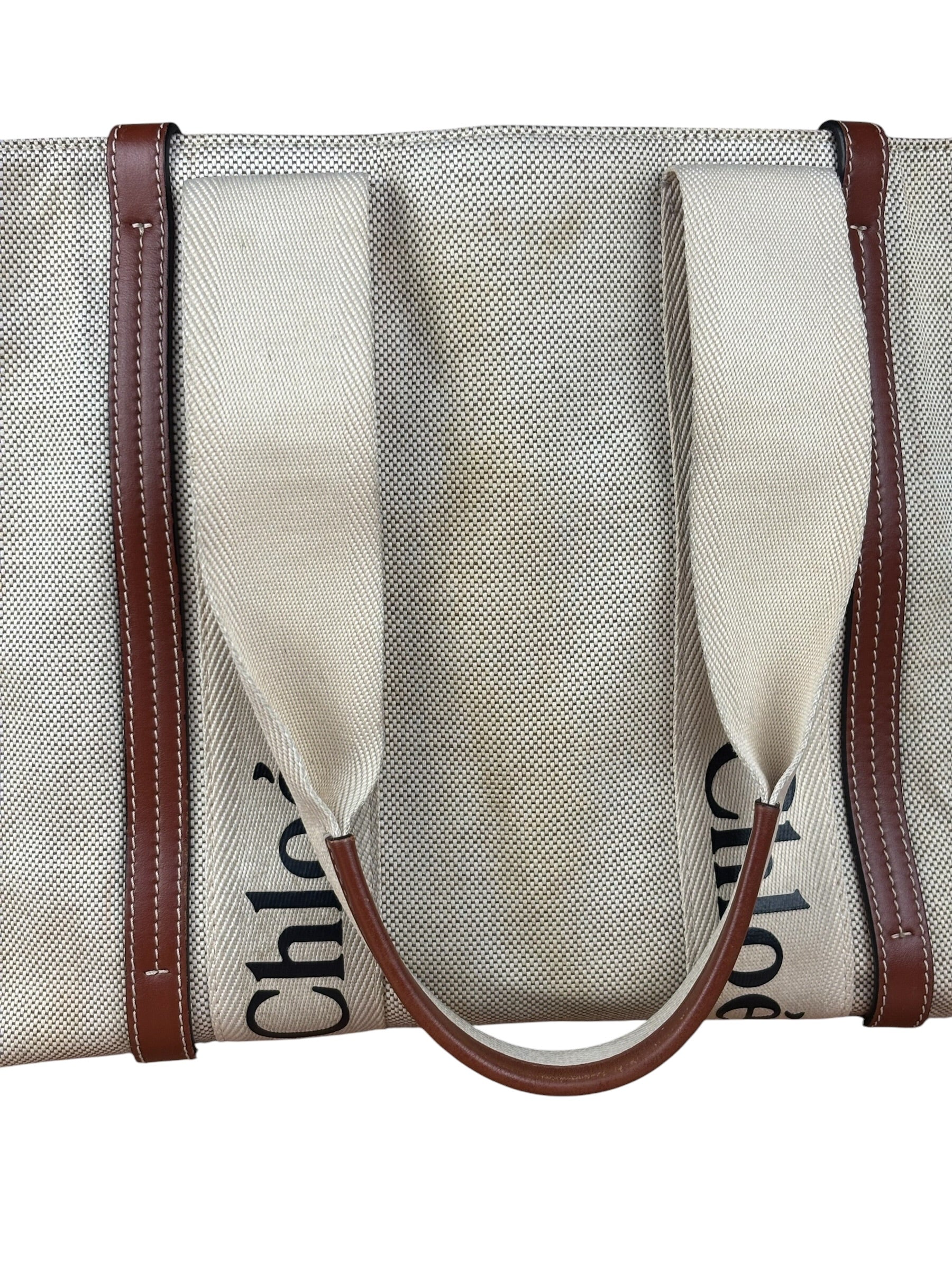 Chloe Leather Trim Woody Medium Tote Bag