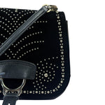 Miu Miu Dahlia Studded Black Velour Two-way Bag