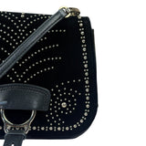 Miu Miu Dahlia Studded Black Velour Two-way Bag