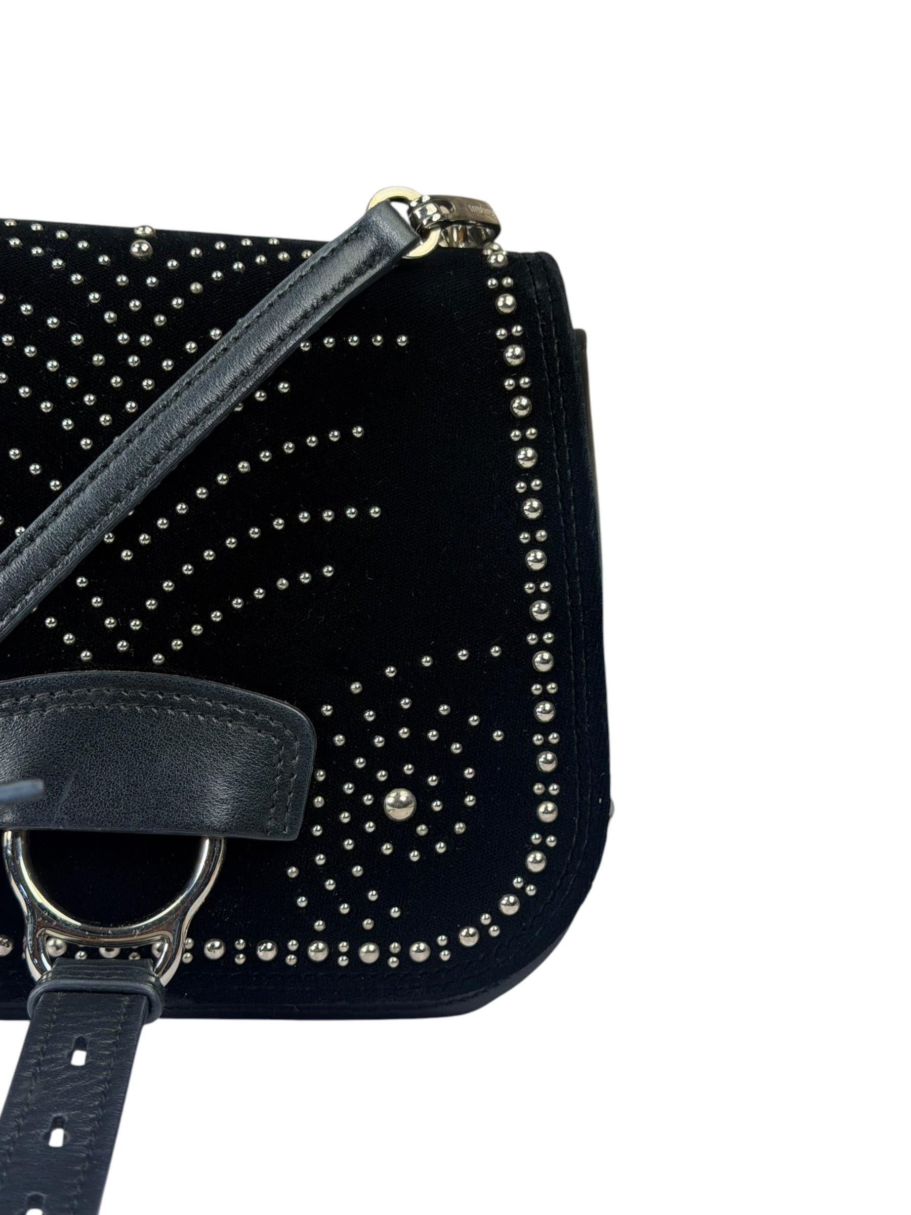 Miu Miu Dahlia Studded Black Velour Two-way Bag
