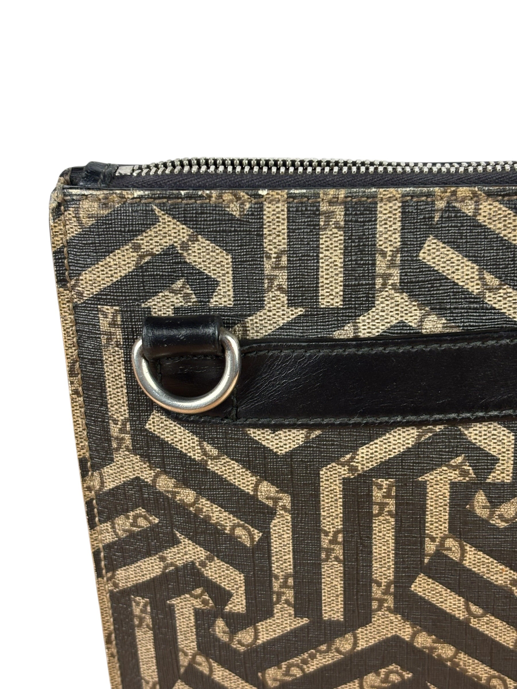 Gucci Beige/Black GG Caleido Web Zip Crossbody Bag